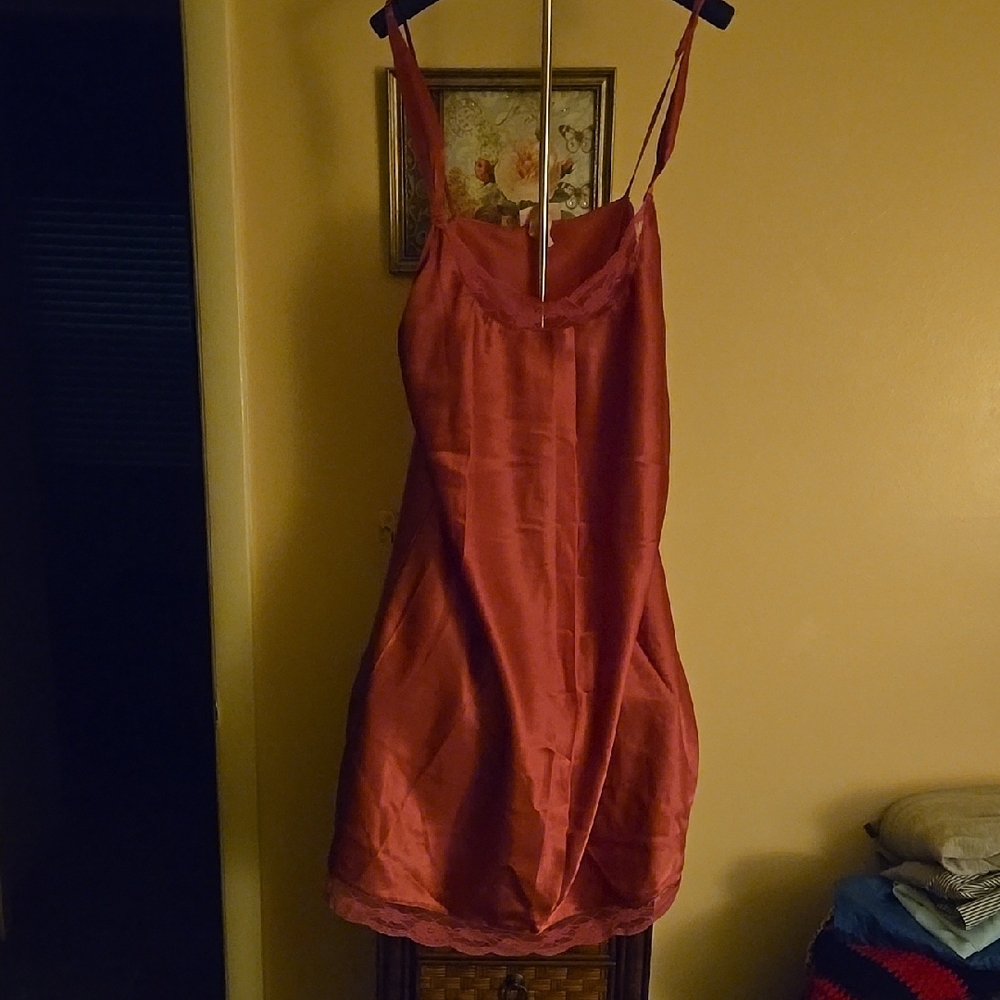 Pink Satin Pajama Slip with Spaghetti Straps